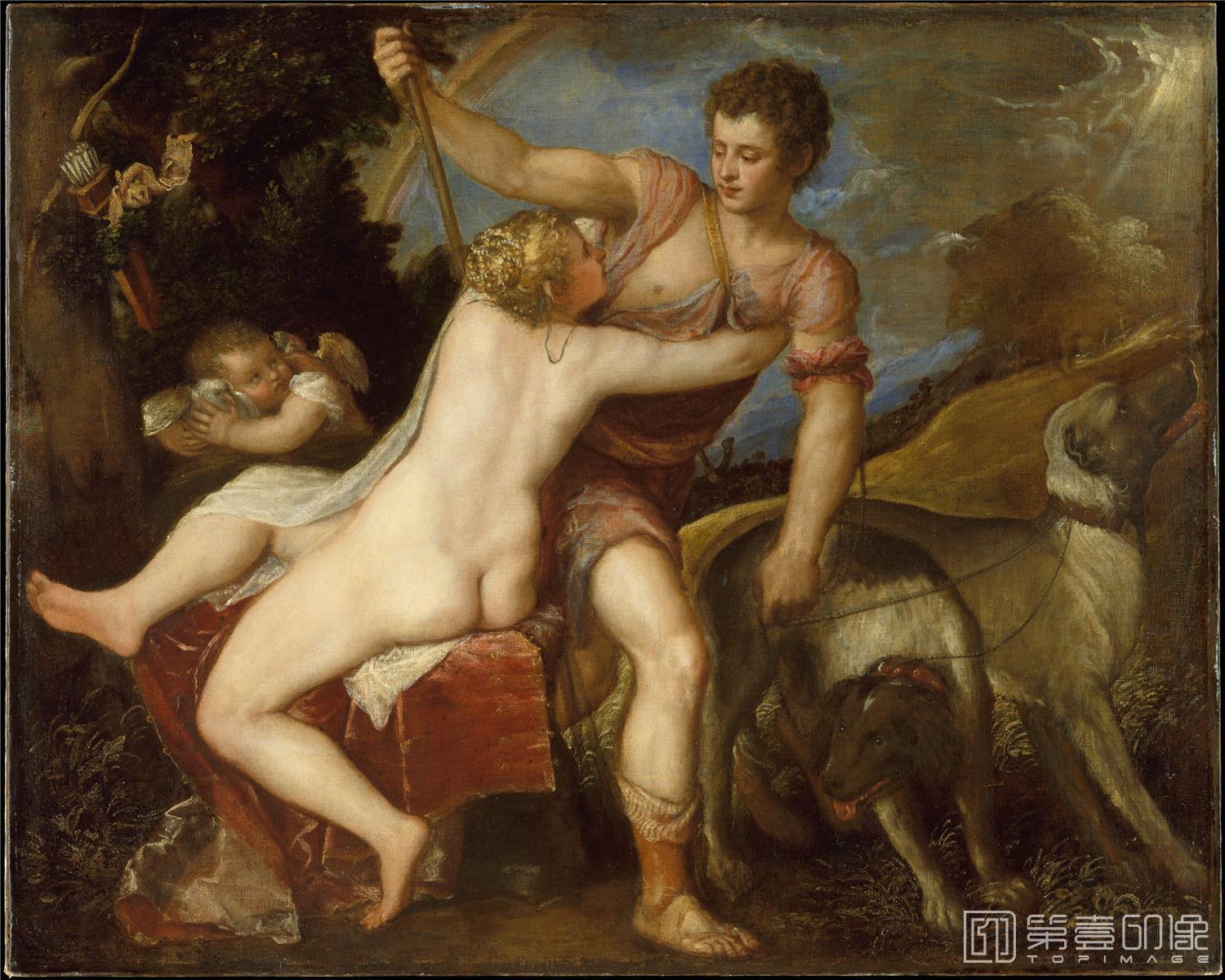 油画-美国纽约大都会美术馆油画藏画-TitianVenus and Adonis-2110